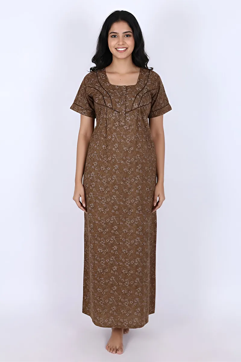Cotton Floral Printed Nighty for Women CLW00566OLIL