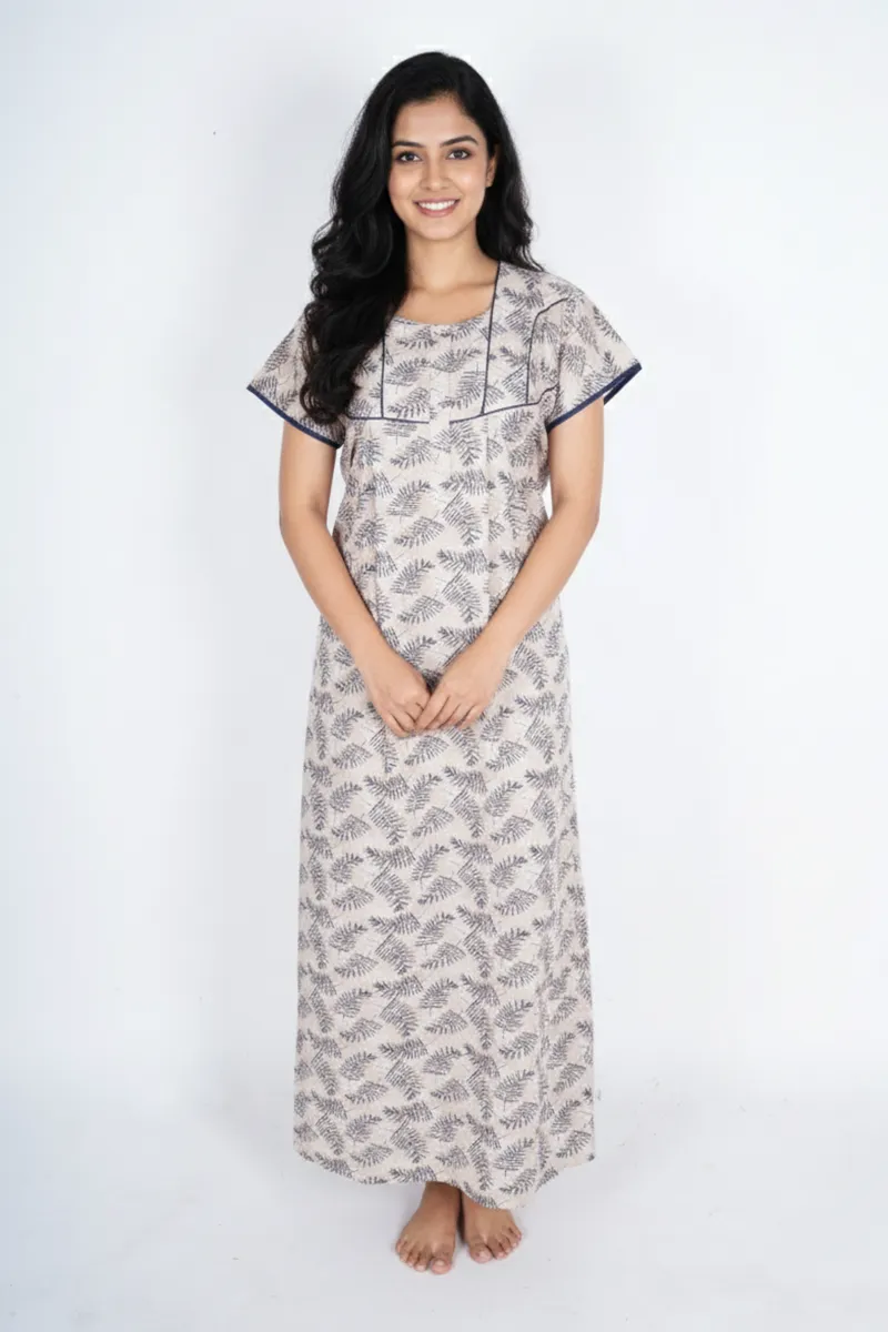 Cotton Botanical Printed Nighty for Women CLW00569PEAL