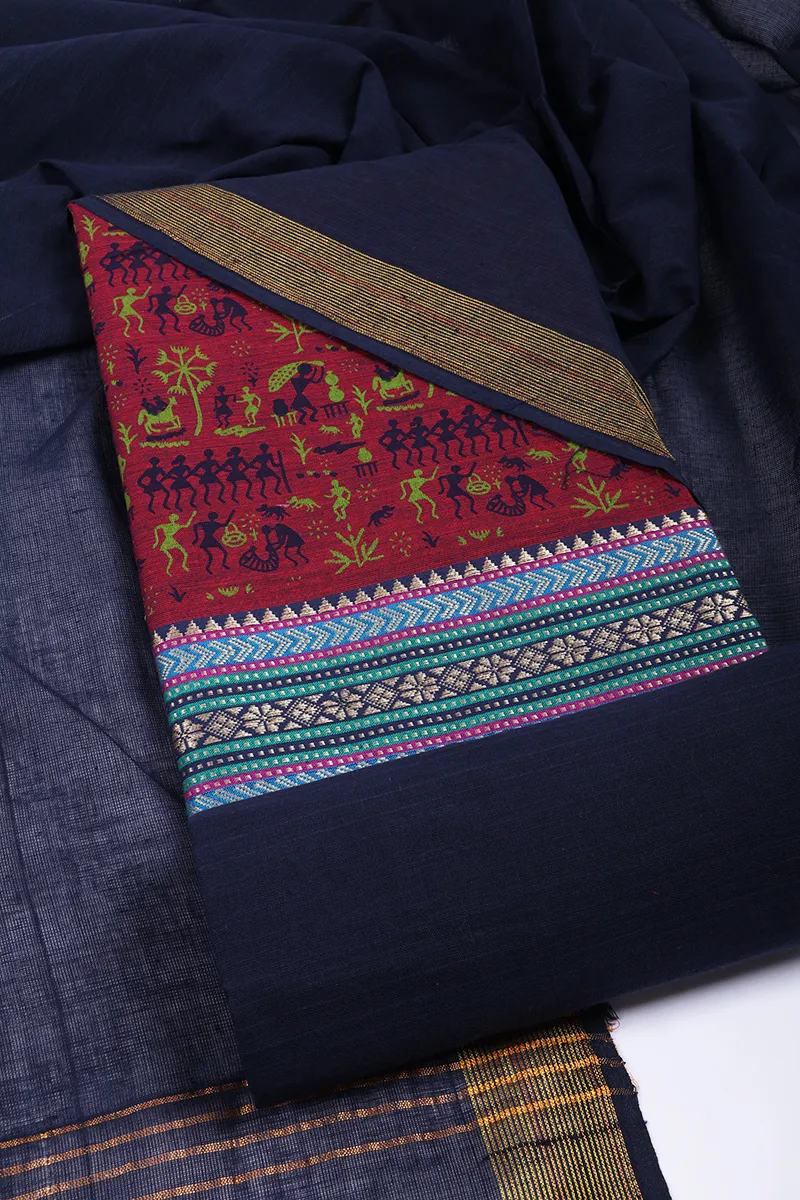 Poly Cotton Woven Design Unstitched Dress Material for Women