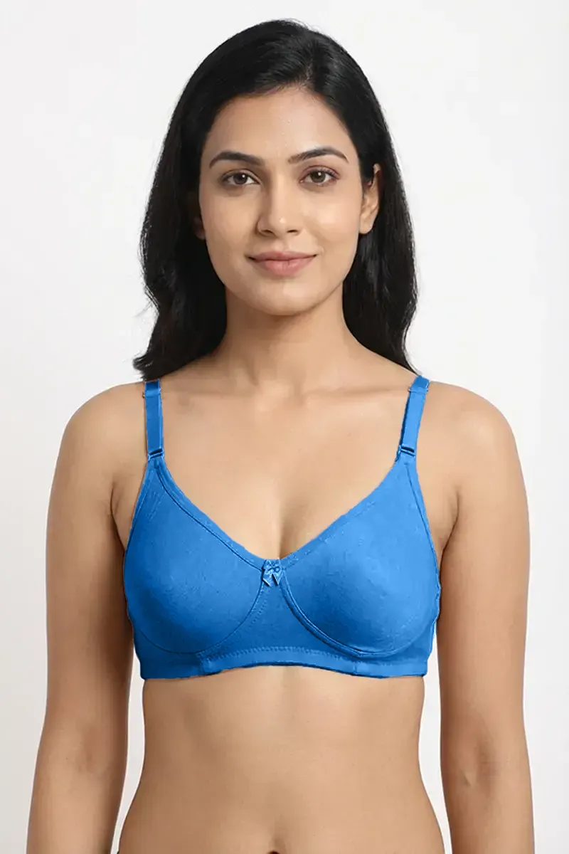 Nysini Cotton Solid Encircled Full Coverage Non- Padded Bra for Women CLW00597DRB42C