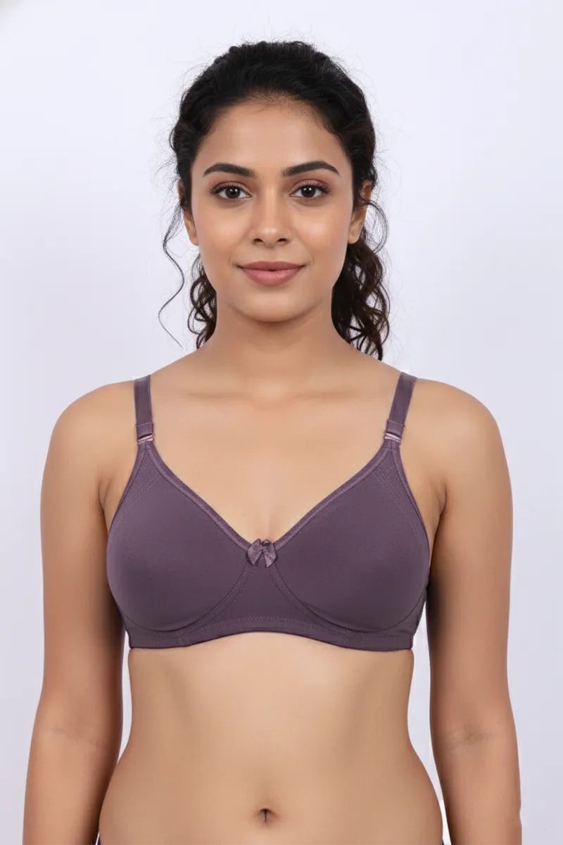 Nysini Cotton Solid Encircled Full Coverage Non- Padded Bra for Women  CLW00597LIGASH36C