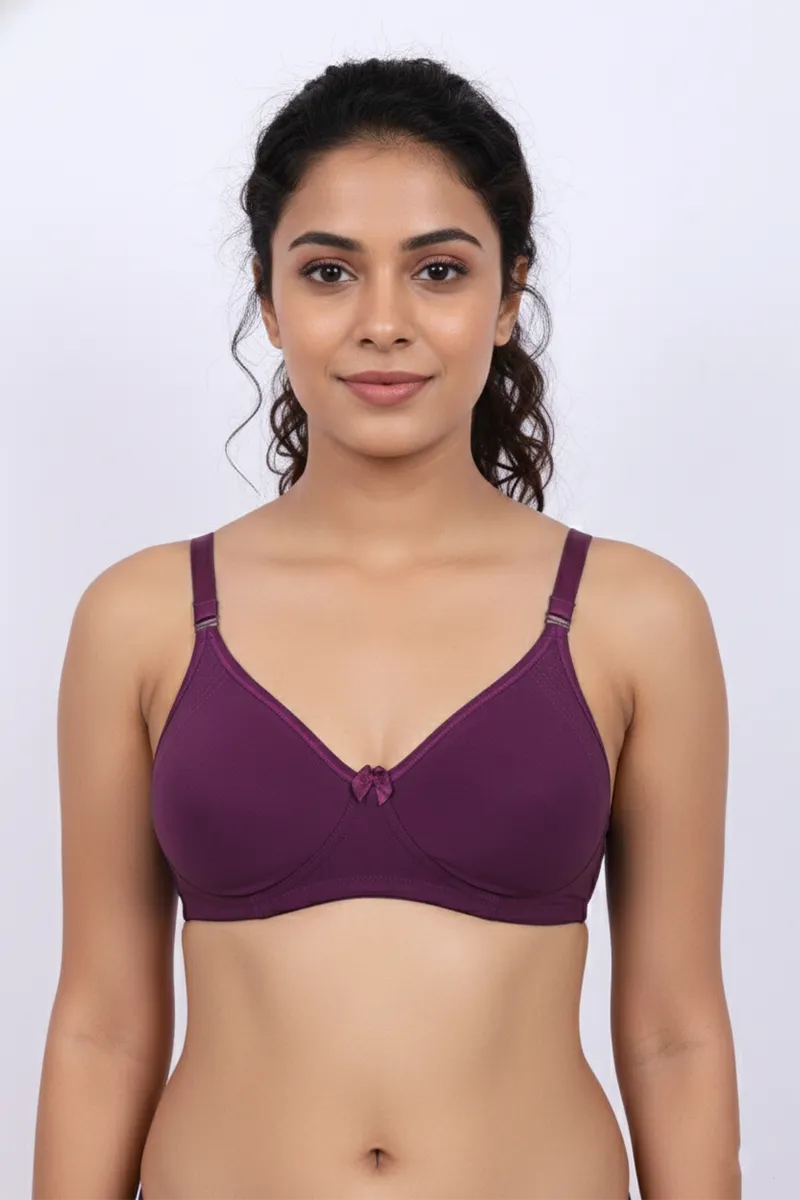 Nysini Cotton Solid Encircled Full Coverage Non- Padded Bra for Women  CLW00597WIN42D