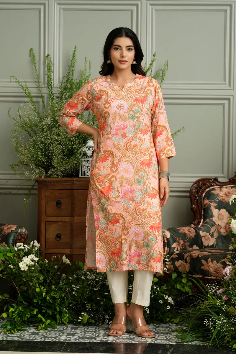 Rayon Floral Printed Kurti for Women 