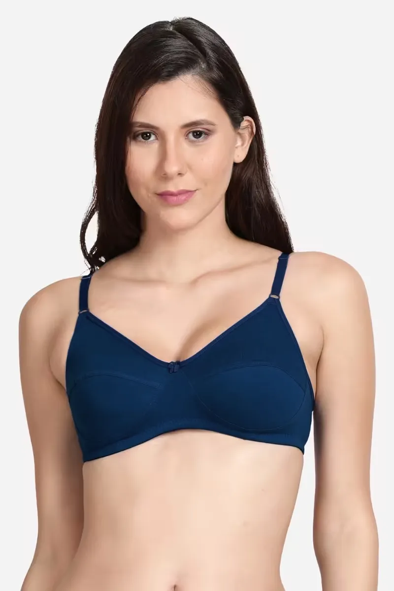 Poomex Cotton Non Padded Bra for Women CLW00614NAV32B