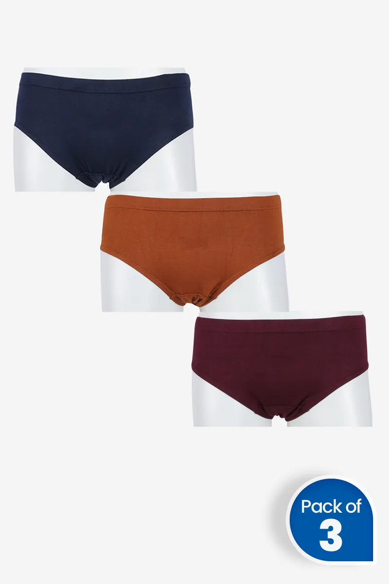 Cotton Solid Hipster Panty for Women - Pack of 3 