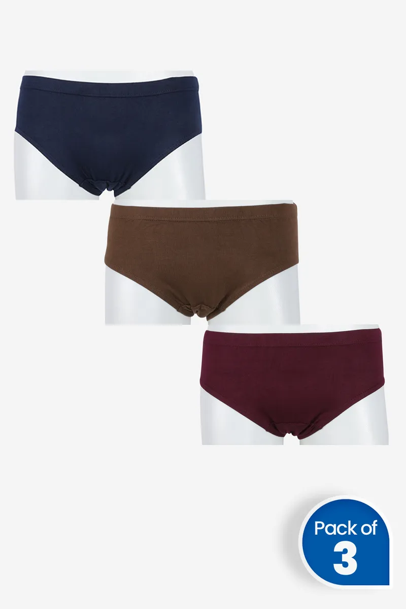 Cotton Solid Hipster Panty for Women - Pack of 3 CLWCOM0138MUL90