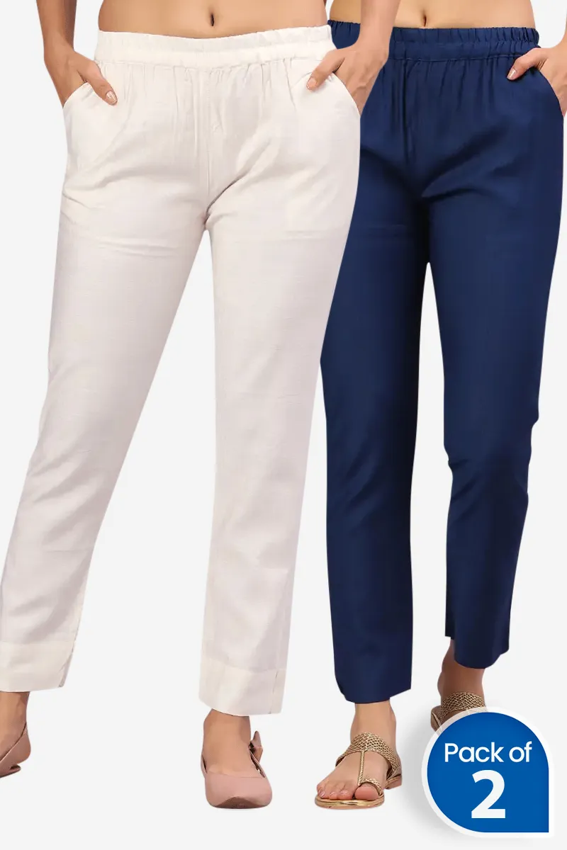 Polyester Solid Kurti Pant for Women - Pack of 2