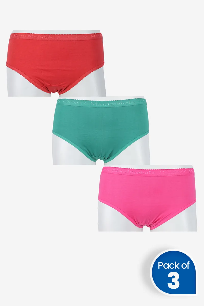 Cotton Solid Hipster Panty for Women - Pack of 3 CLWCOM0129MUL90