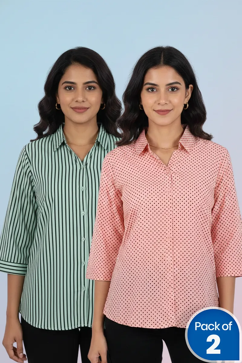Georgette Printed Shirt for Women - Pack of 2