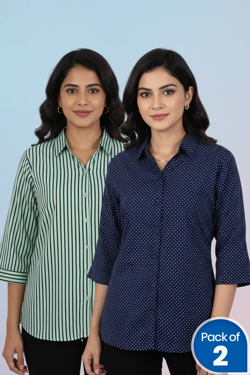Georgette Printed Shirt for Women - Pack of 2 