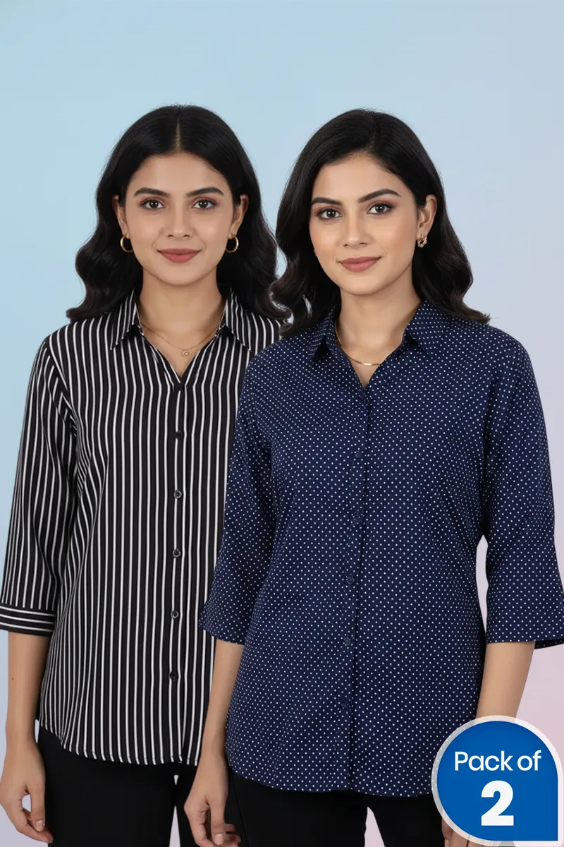 Georgette Printed Shirt for Women - Pack of 2 