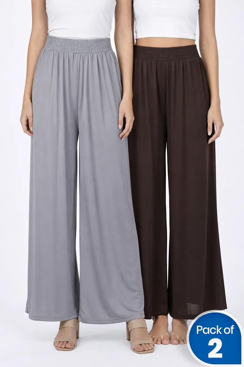 Lycra Solid Palazzo for Women - Pack of 2 