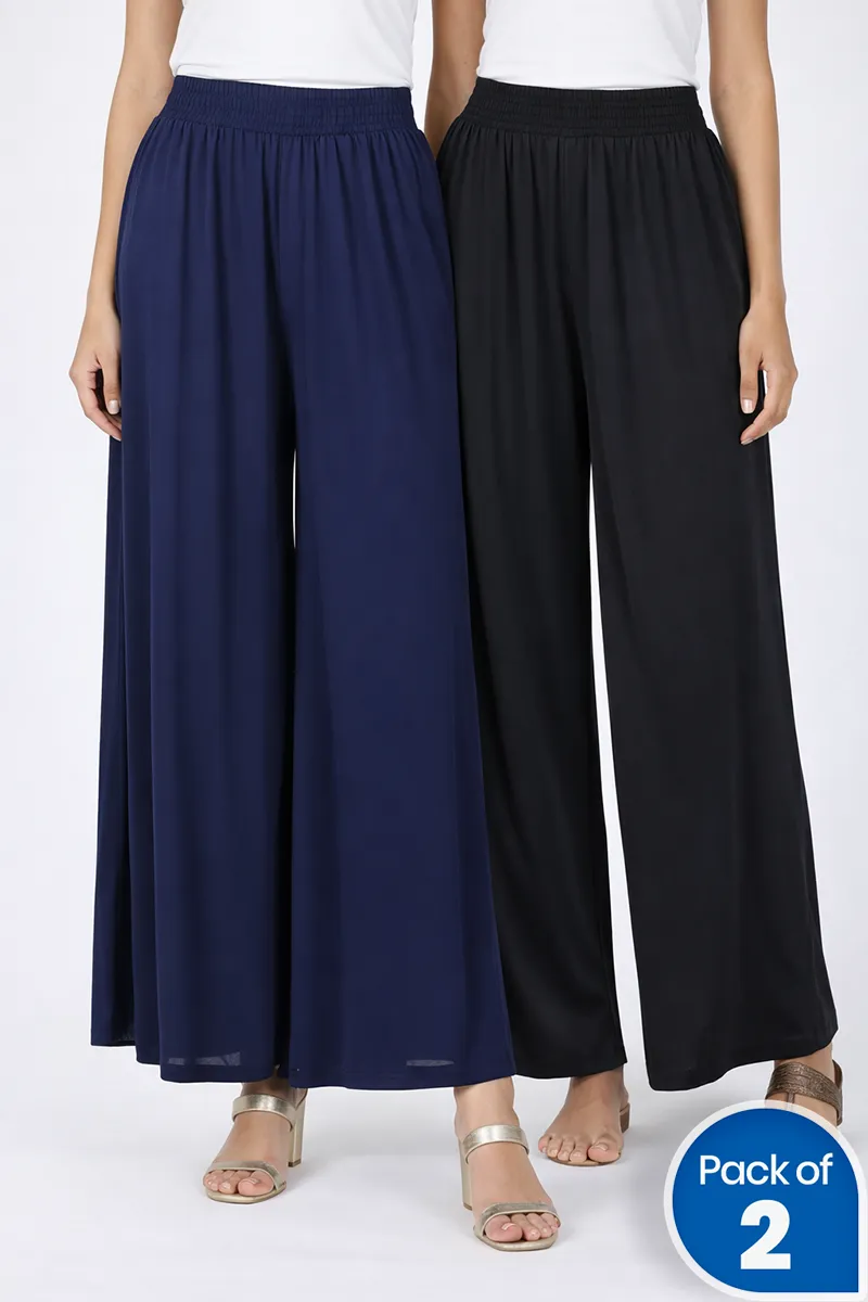 Lycra Solid Palazzo for Women - Pack of 2 CLWCOM321MULFS