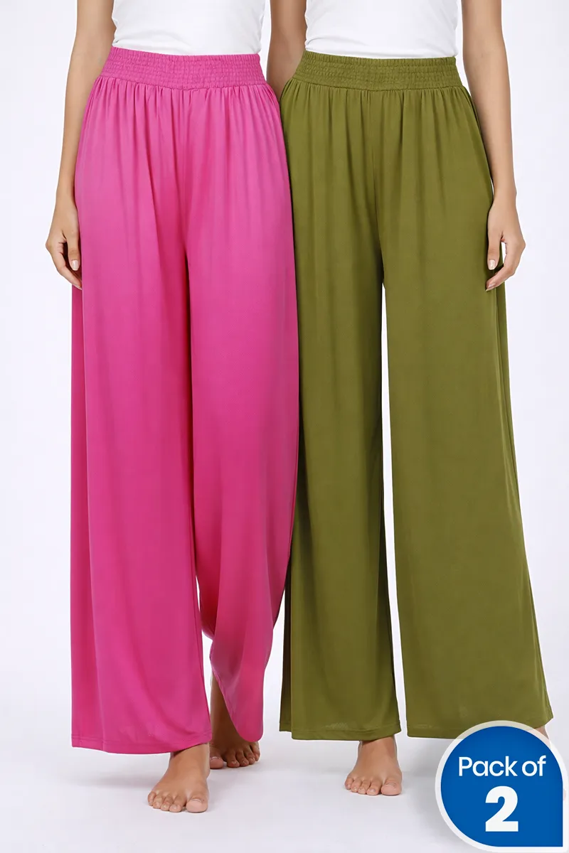 Lycra Solid Palazzo for Women - Pack of 2 CLWCOM323MULFS