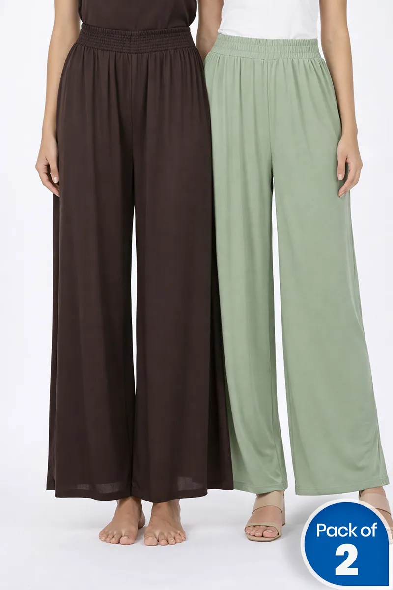 Lycra Solid Palazzo for Women - Pack of 2 CLWCOM324MULFS