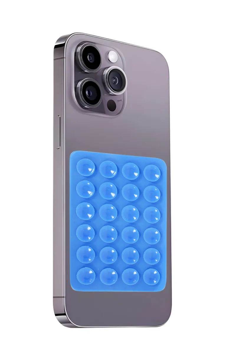 Silicone Suction Phone Case/Holder for iPhone and Android (Blue)