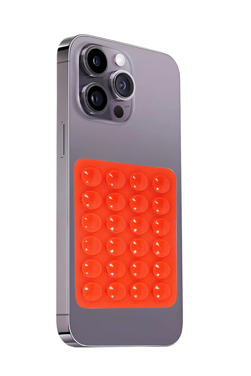 Silicone Suction Phone Case/Holder for iPhone and Android (Red)