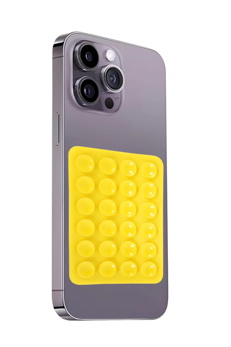 Silicone Suction Phone Case/Holder for iPhone and Android (Yellow)