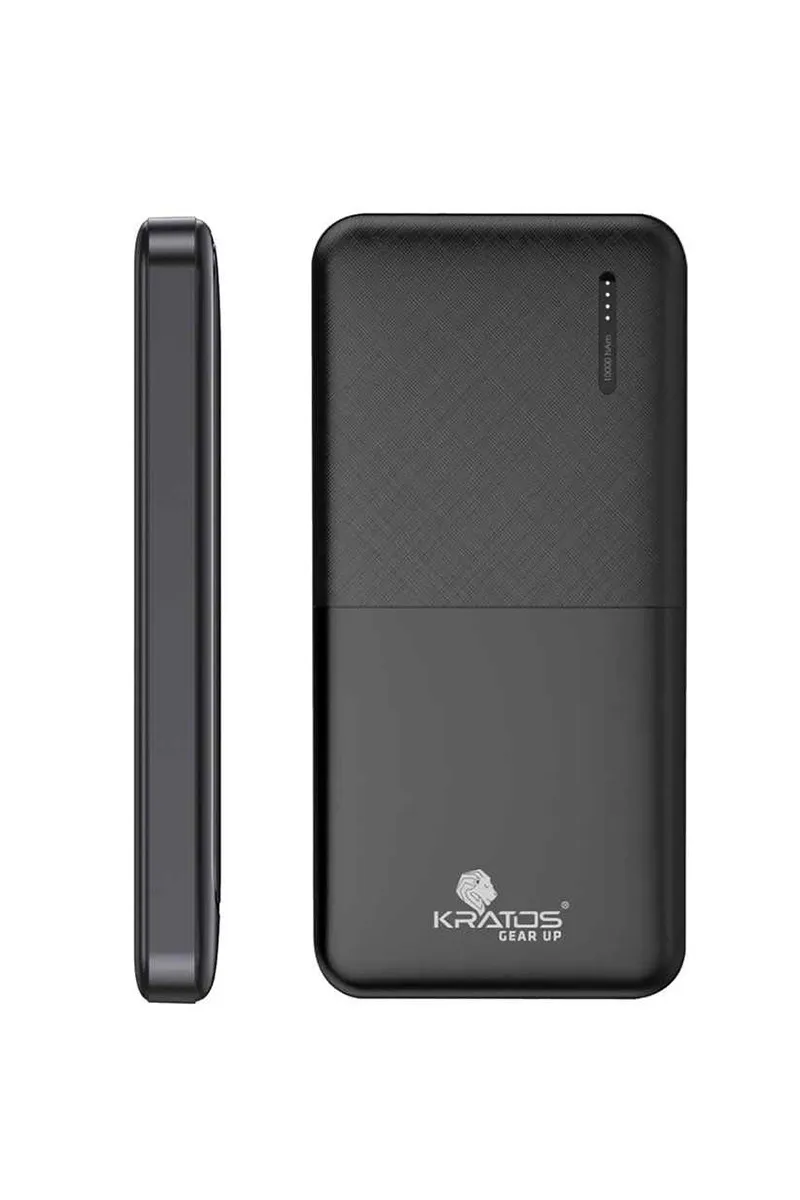 Kratos Legend Pro 10000mAh 12W Power Bank with Dual Output, Slim (Black)