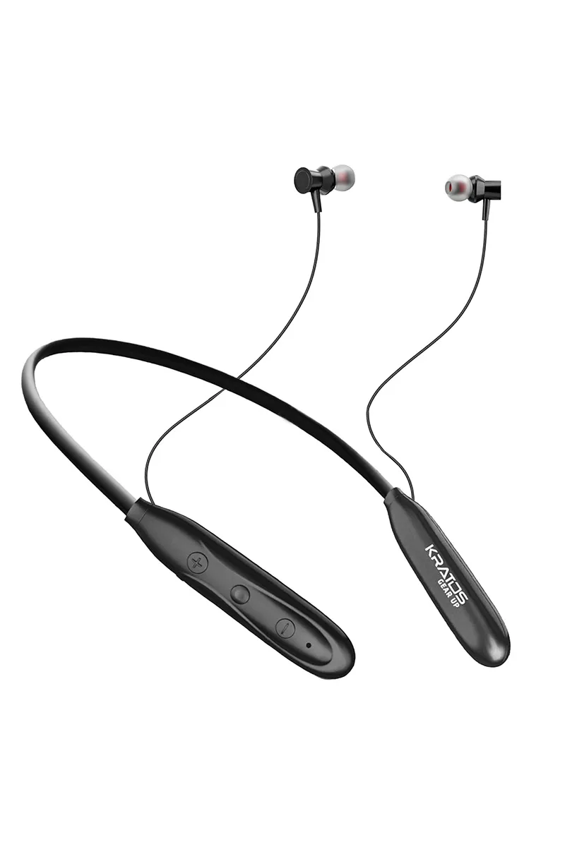 Kratos Fusion Wireless Bluetooth In Ear Neckband with 30 Hrs Playtime, Rich Bass (Black)