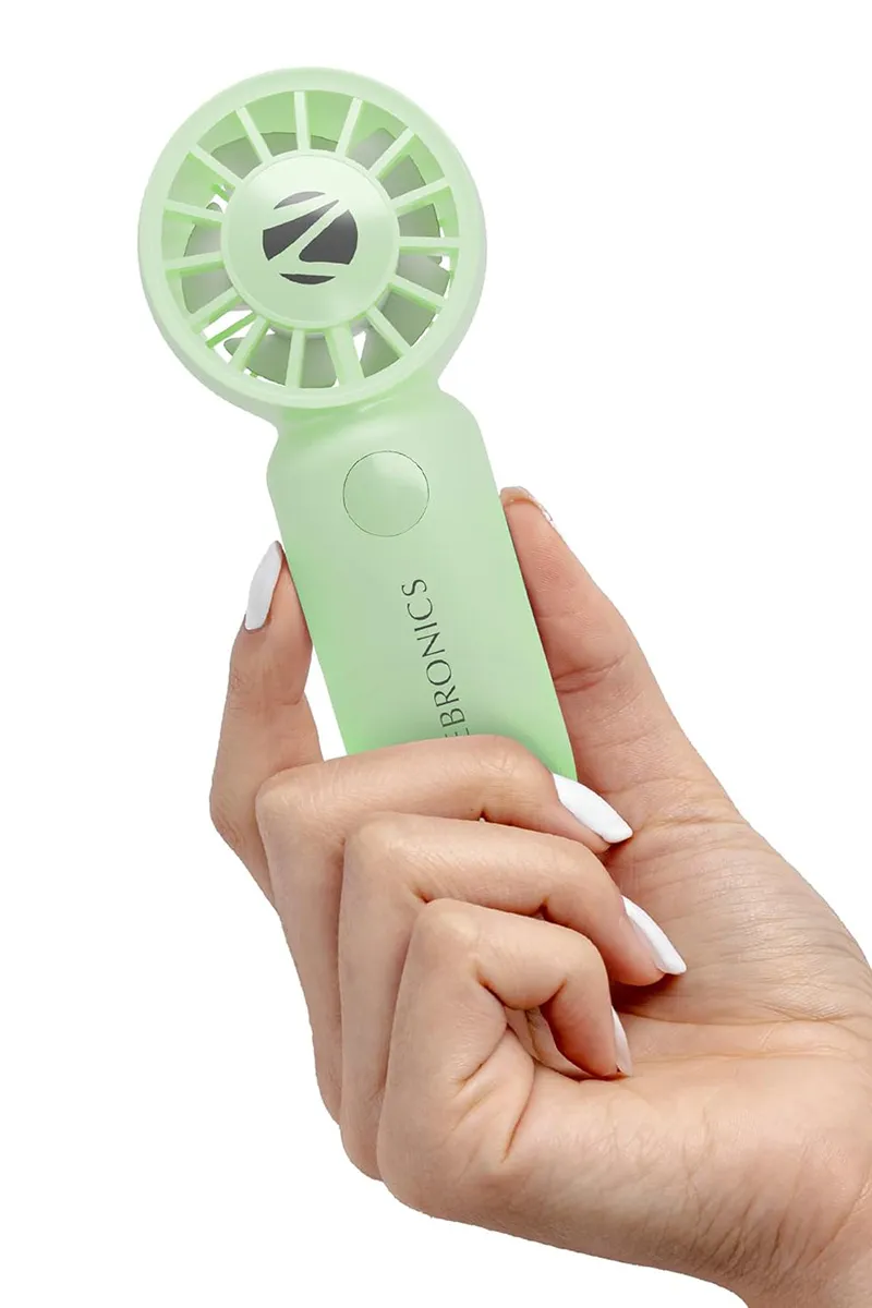 Zebronics Heat Buster 200 Portable Mini Hand Fan with Upto 3 Hrs Backup, 3 Speed Modes (Green)