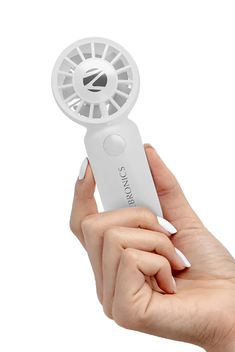 Zebronics Heat Buster 200 Portable Mini Hand Fan with Upto 3 Hrs Backup, 3 Speed Modes (White)