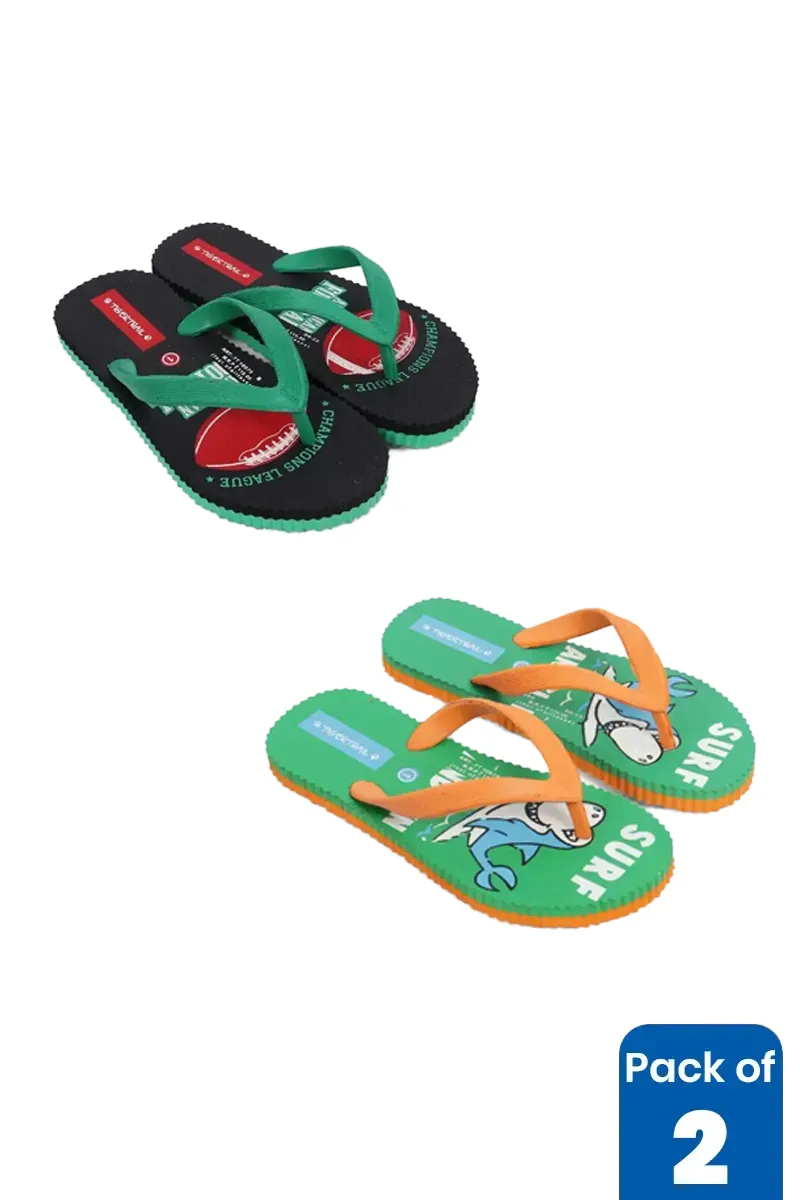 Pack of 2 Flip Flops Combo for kids - Fun Sports and Dolphin Prints