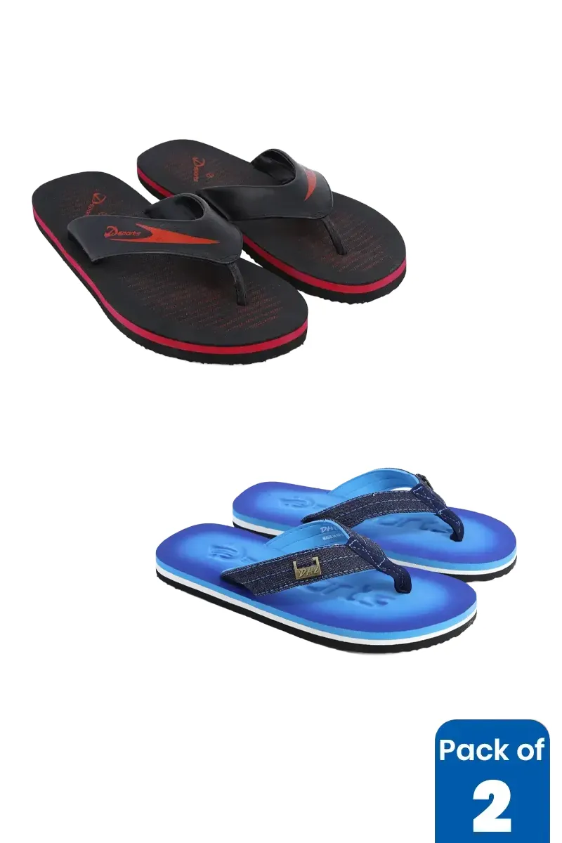 Men's Printed Flip Flops Combo - Pack of 2