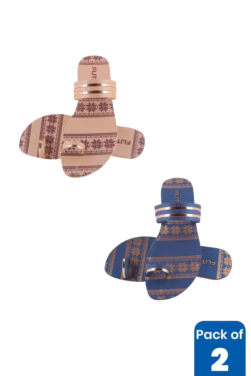 Printed Ethnic Slippers Combo for Women - Pack of 2 FWCOMBO042MUL5