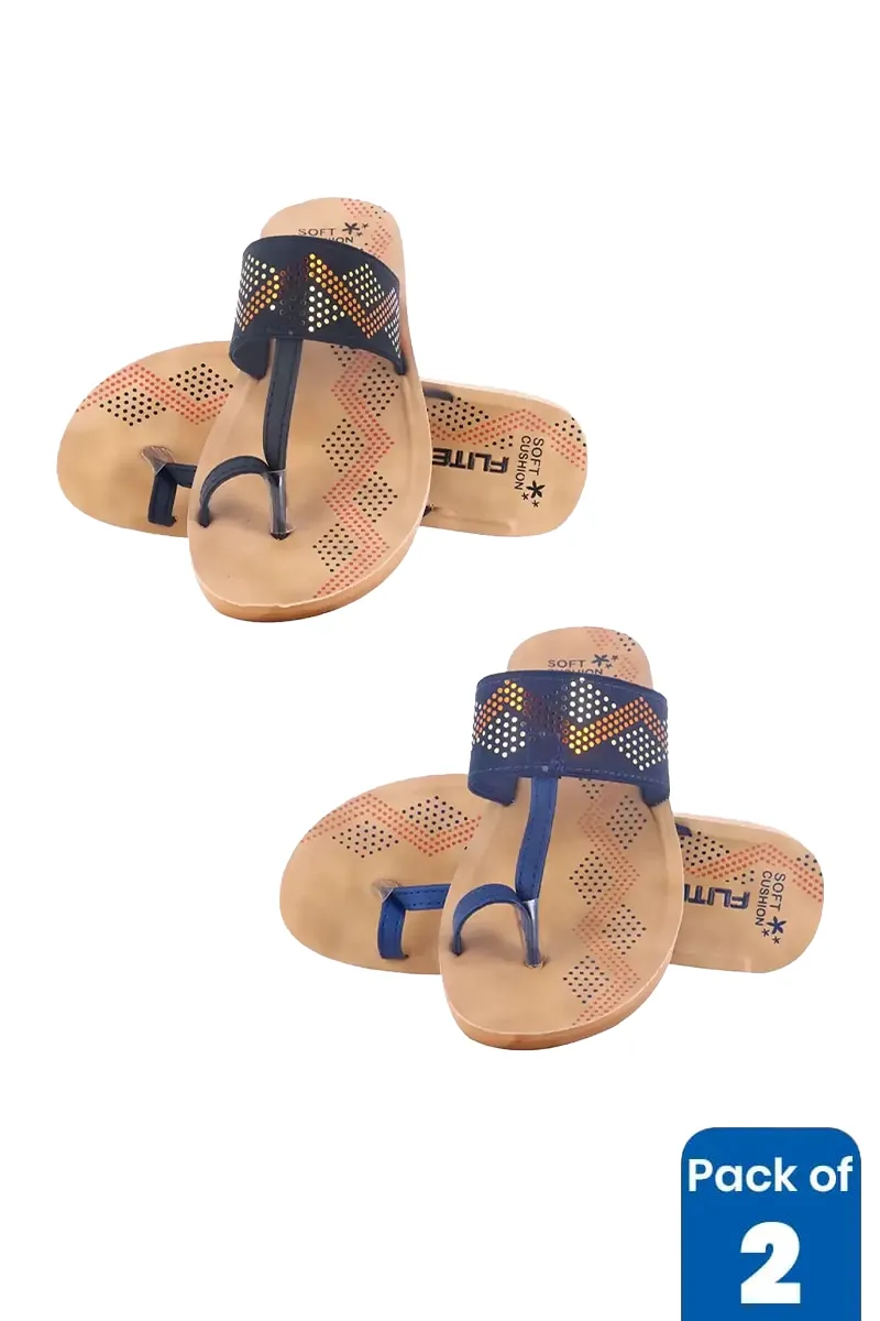 Ring Toe Ethnic Look Slippers Combo for Women - Pack of 2 FWCOMBO048MUL6