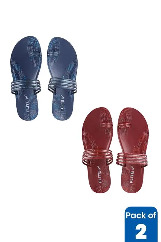Ring Toe Ethnic Slippers Combo for Wome - Pack of 2