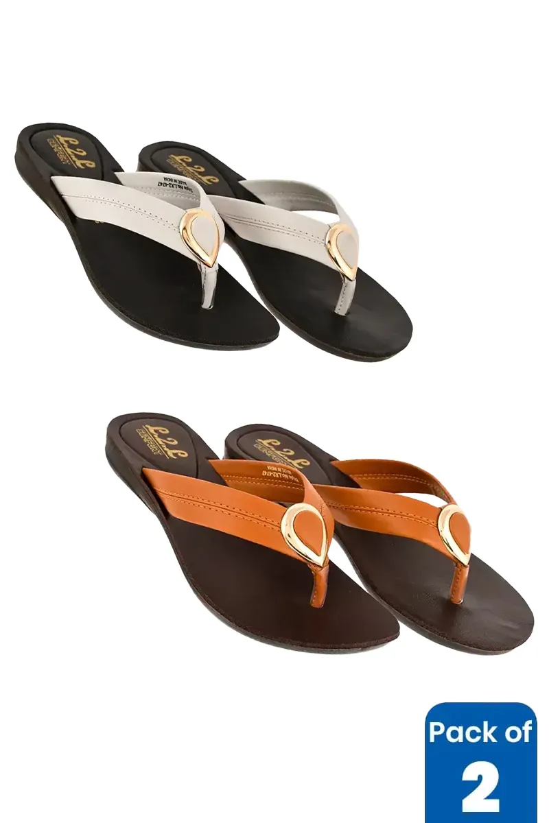 Casual Slip-On Slippers Combo for Women - Pack of 2 FWCOMBO056MUL38