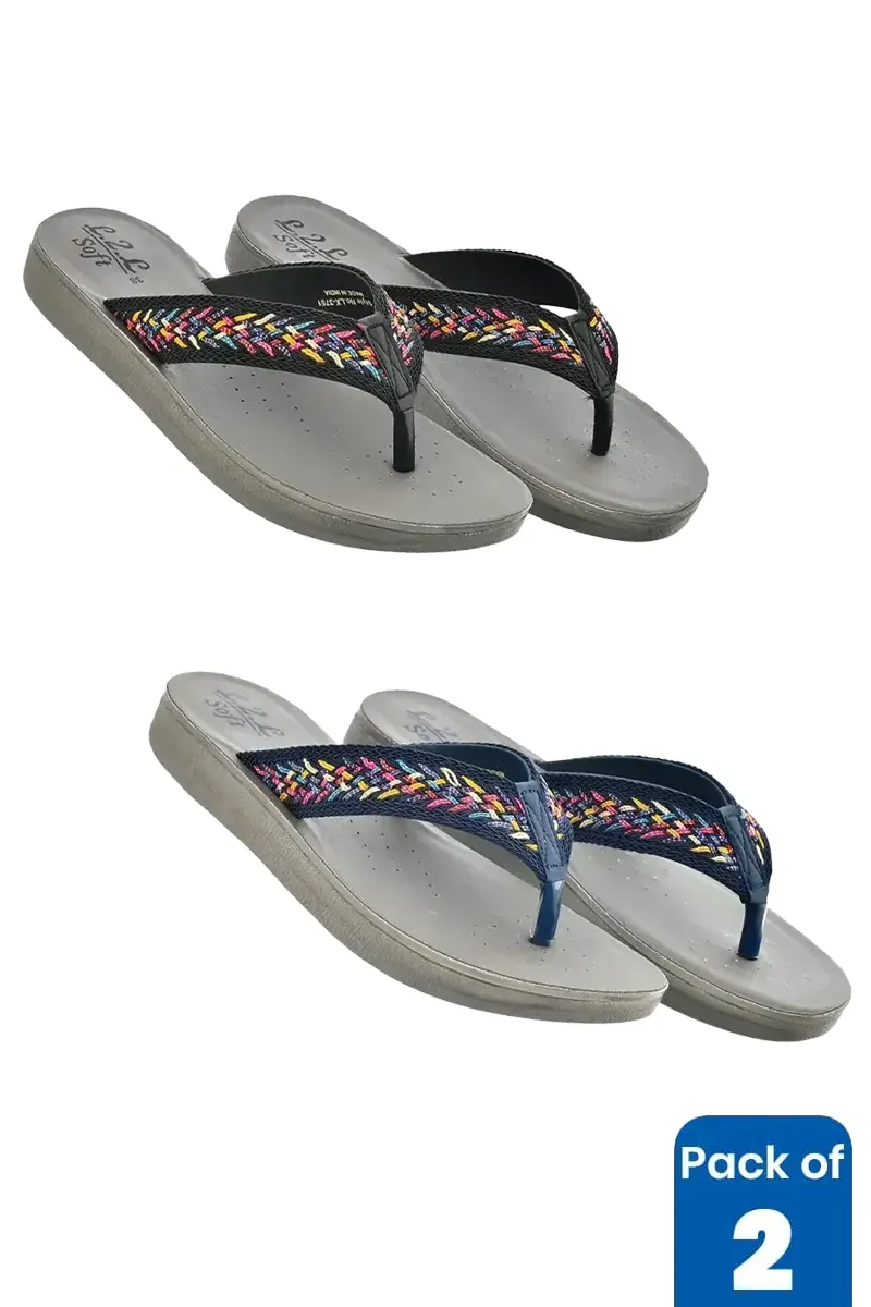 Casual Slip-On Slippers Combo for Women - Pack of 2