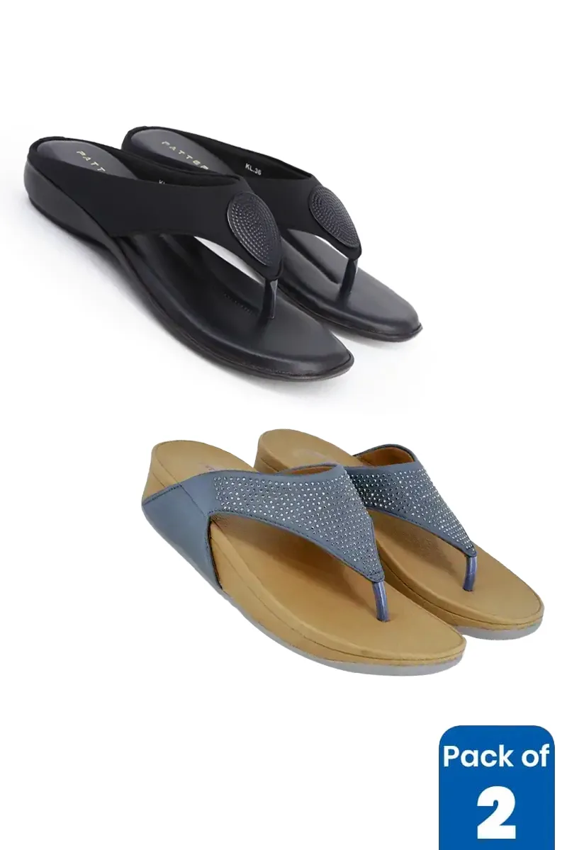 Stylish Comfort Slip-On Slippers Combo - Pack of 2