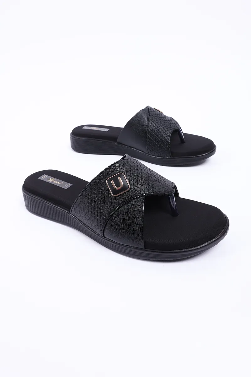 Slip-On Wedge Slippers for Women FWS000003BLK41