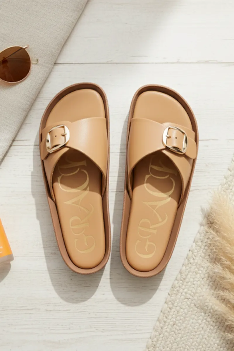 Stylish Slip-On Slides with Adjustable Buckle for Women