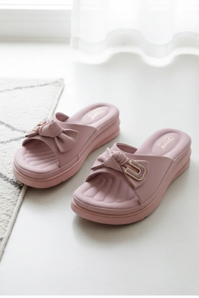 Slip-On Wedge Heel Slippers for Women FWS000010PNK37