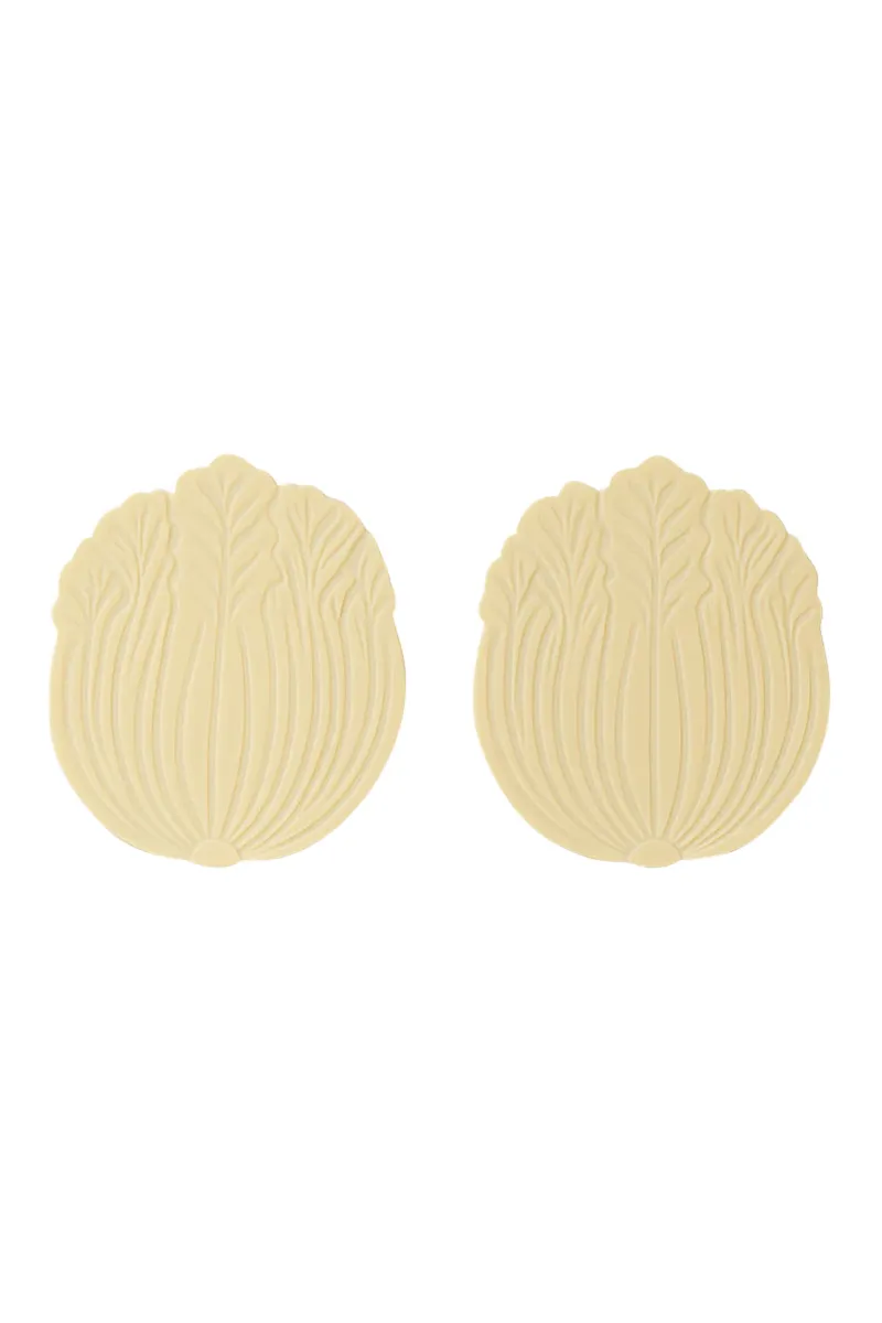 Silicone Leaf Coaster Set, Beige - 15x16 Cm