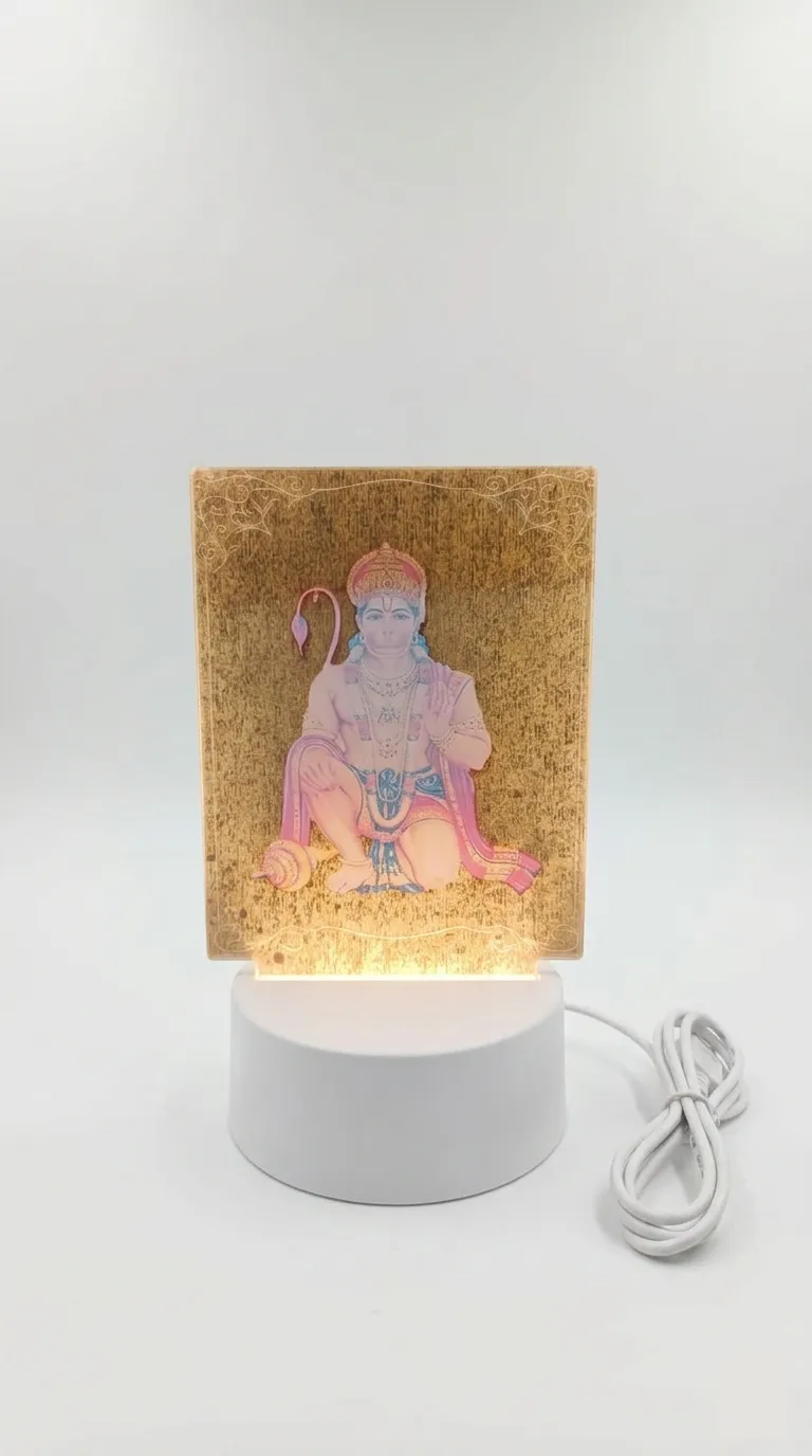 Acrylic Hanuman 3D Frame with Light - 18 Cm HK000082HANFRMMULT