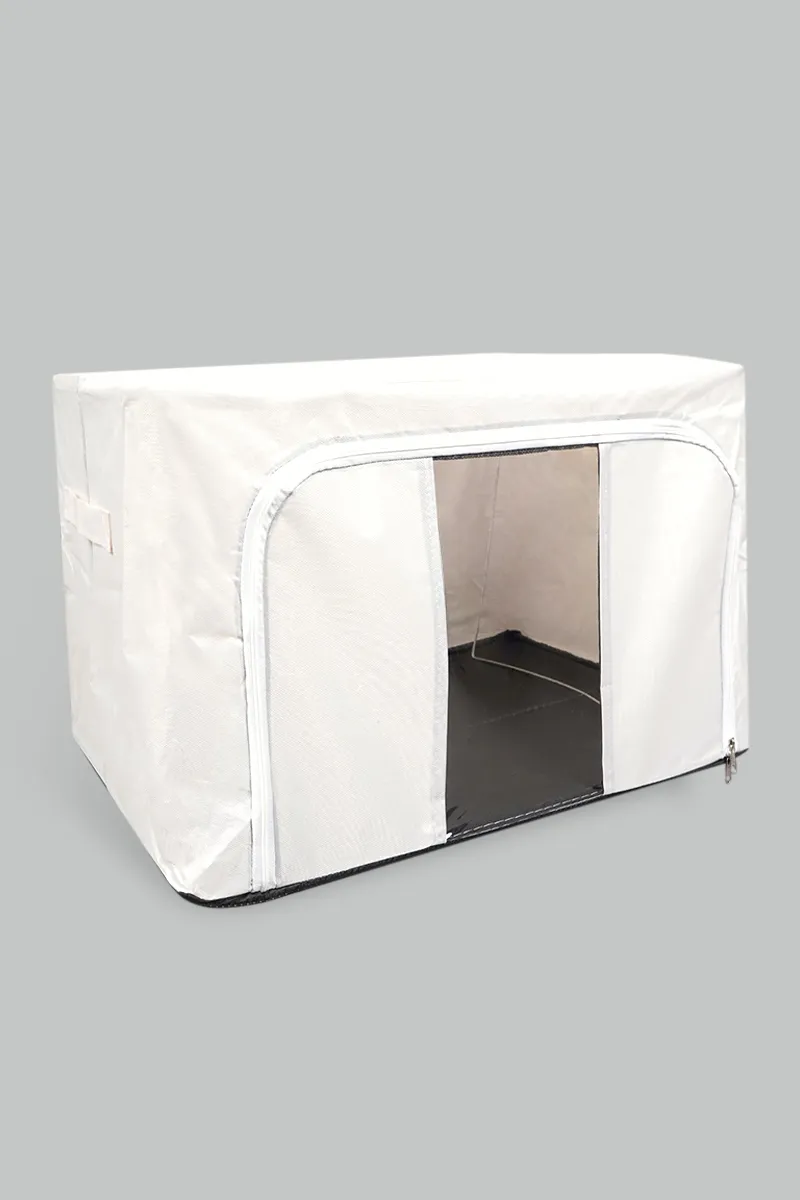 Foldable Steel Frame Clothes Organizer Bag, Cream - 32x50 Cm