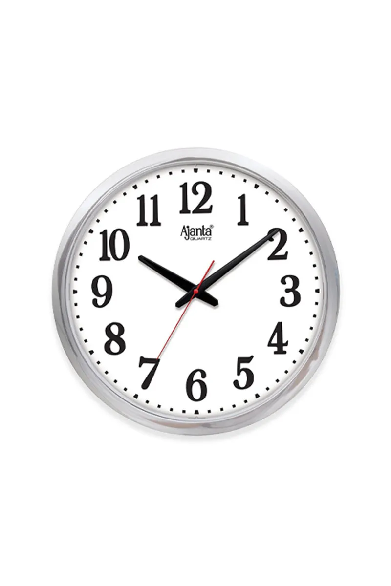 Ajanta Plastic Office Sweep Wall Clock - 5077, White - 36 Cm