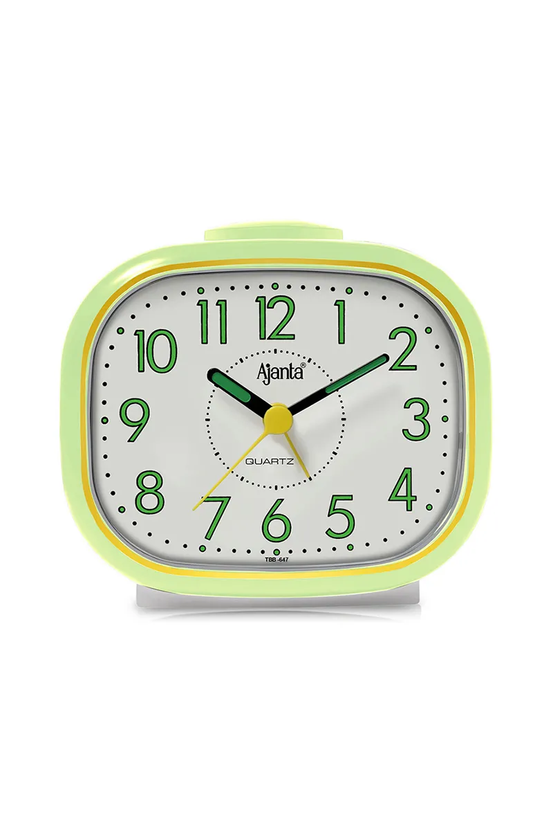 Orpat Plastic Time Piece Buzzer Alarm Clock - 647, Green - 10x12 Cm HK000182CLOCKGRE