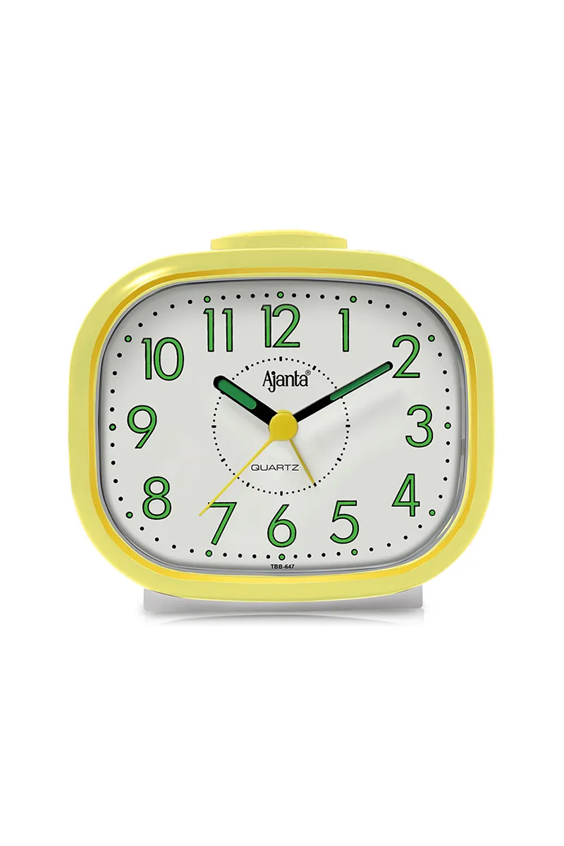 Orpat Plastic Time Piece Buzzer Alarm Clock - 647, Lemon Yellow - 10x12 Cm HK000182CLOCKLEYEL