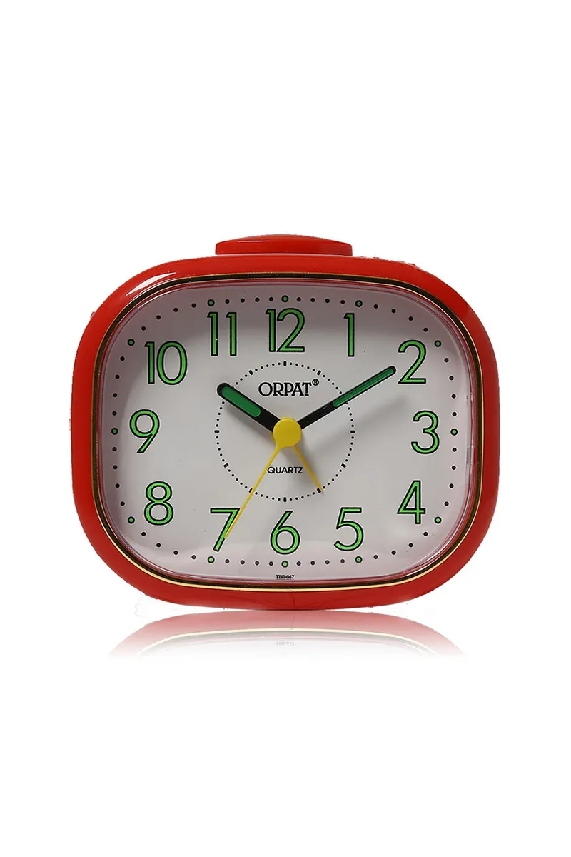 Orpat Plastic Time Piece Buzzer Alarm Clock - 647, Red - 10x12 Cm