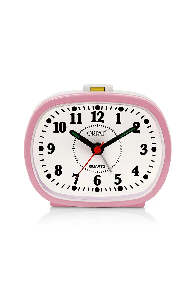 Orpat Plastic Time Piece Snooze Buzzer Alarm Clock - 607, Pink - 8x6 Cm HK000185CLOCKPIN
