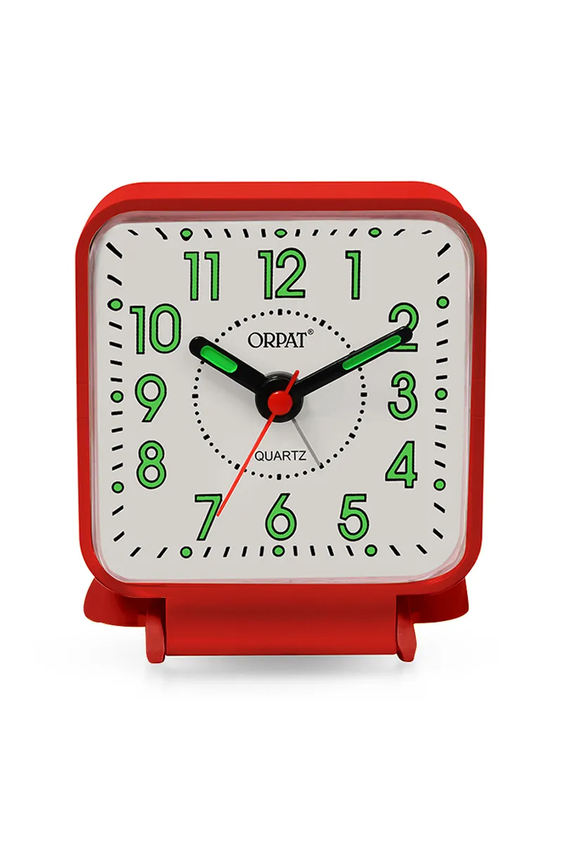 Orpat Plastic Time Piece Snooze Buzzer Alarm Clock - 157, Red - 7x7 Cm