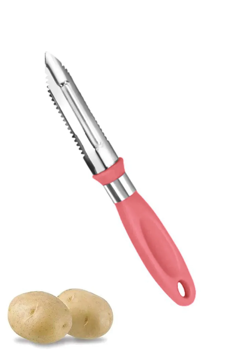 Ritu Plastic & Stainless Steel Fruit & Veg Peeler, Peach - 16 Cm
