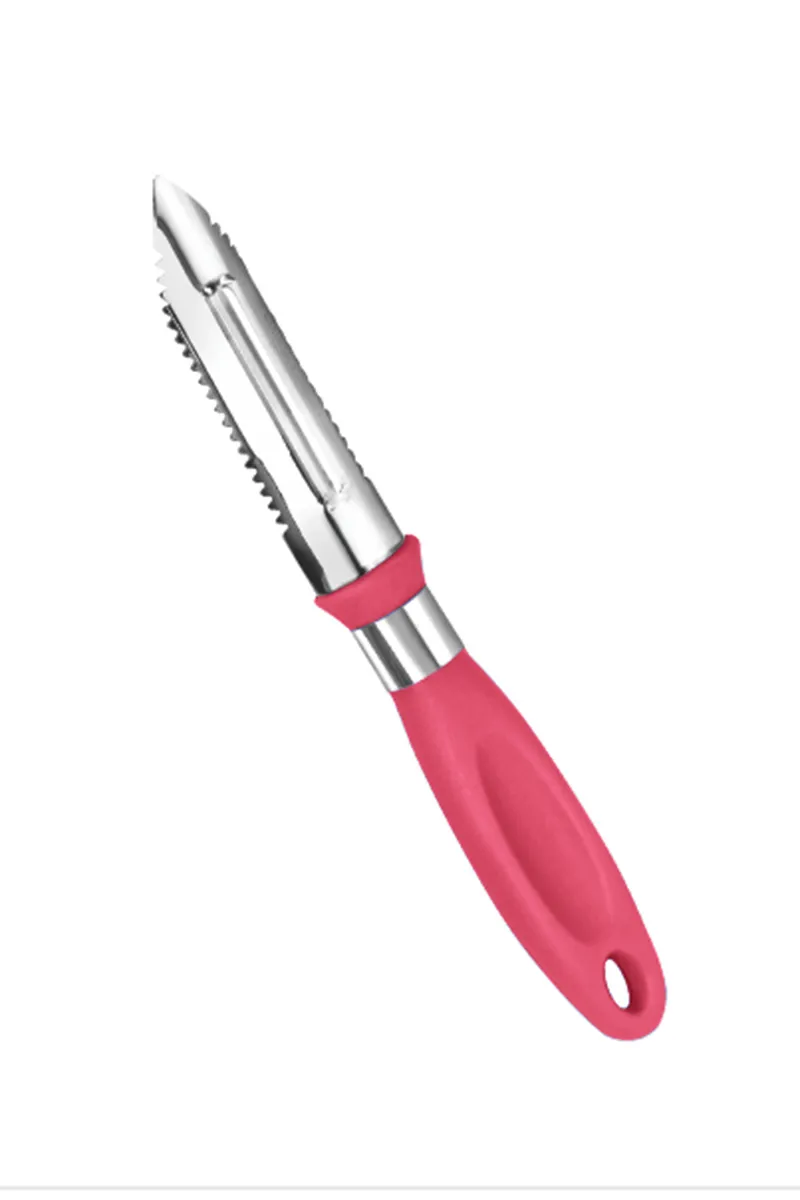 Ritu Plastic & Stainless Steel Fruit & Veg Peeler, Pink - 16 Cm
