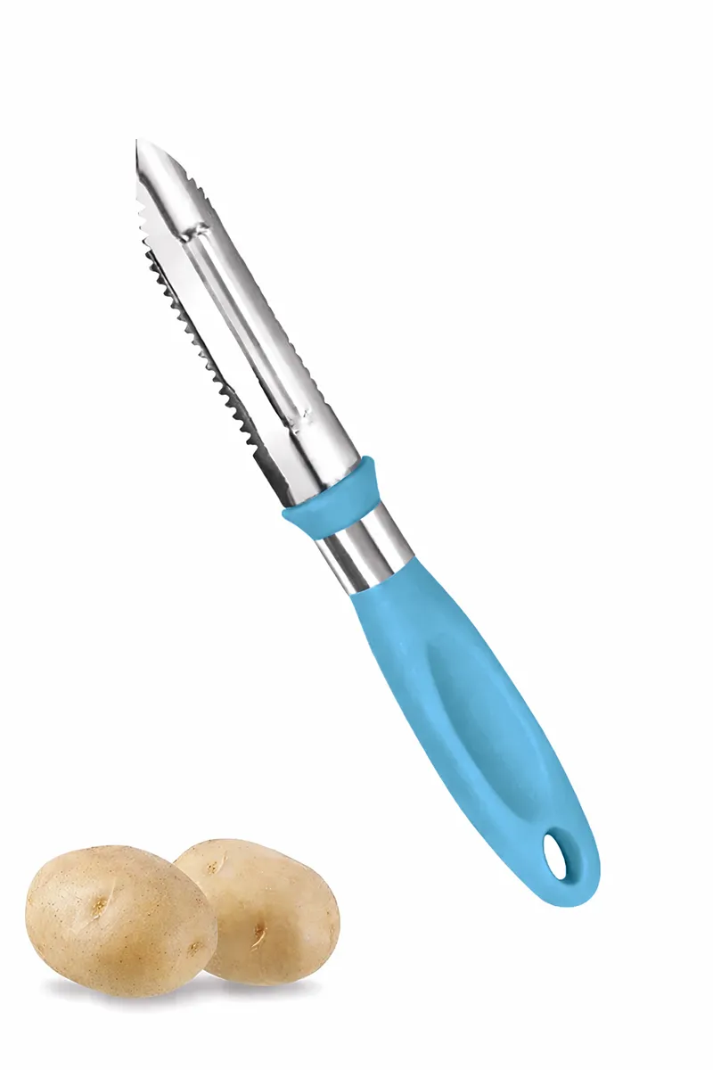 Ritu Plastic & Stainless Steel Fruit & Veg Peeler, Teal - 16 Cm