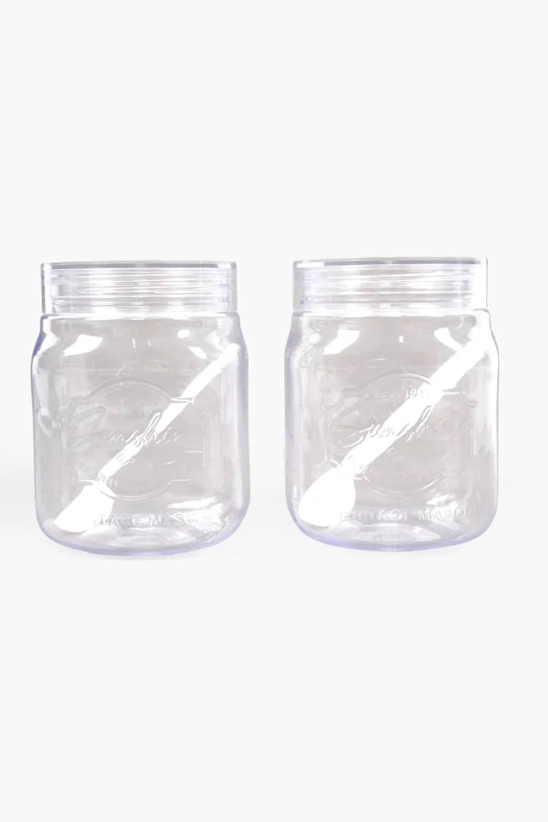 Sunshine Plastic Storage Jar Container with Spoon - 2 Pcs